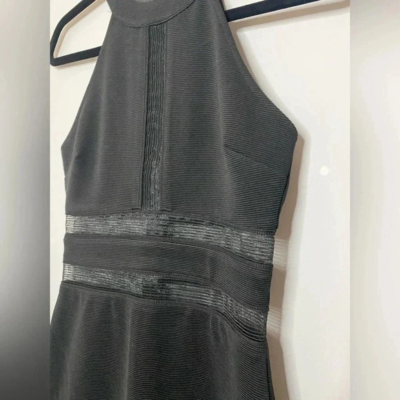 Lipsy London - Black High Neck Halter rib mini dress with mesh peekaboos - US 4 - Picture 5 of 5